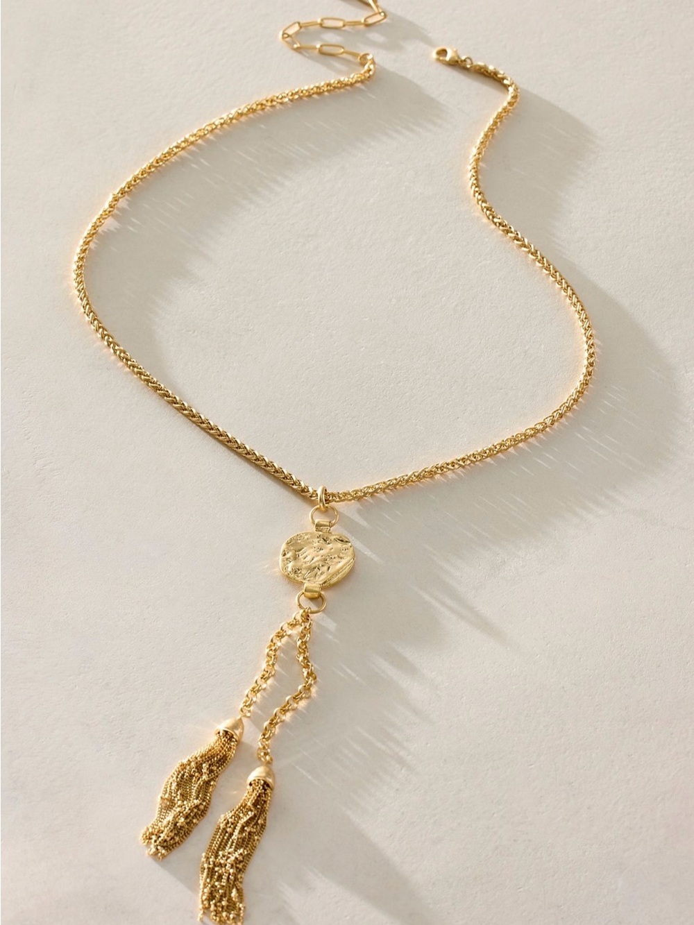 Free People Gold Tassel Medallion Necklace
